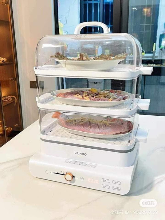 Nồi Hấp Điện 3 Tầng Uringo Đa Năng18L Size Lớn Hấp Gà Hấp Bánh 8 Noi hap