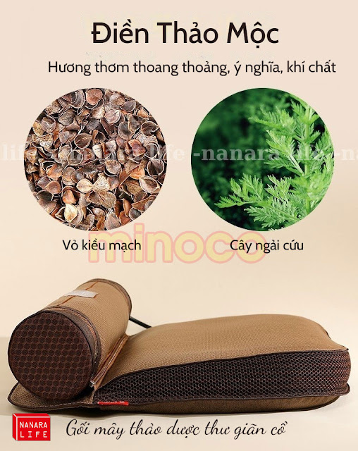 Gối Mây Thảo Dược Ngải Cứu Nanara Life Nhật Bản 12 goi may thao duoc 3