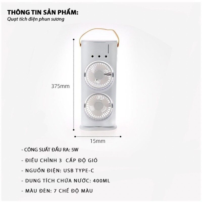 {Cao Cấp} Quạt Phun Sương Điều Hòa Hơi Nước Mini 2 Tầng Tích Điện Nhật Bản, Làm Mát Cấp Ẩm, Hoạt Động Ếm Ái, Tiết Kiệm Điện, Thiết Kế Nhỏ Gọn, Không Gây Tiếng Ổn, Dùng Điều Hòa Nên Có 1 Cái Cấp Ẩm An Toàn Cho Bé Người Thân Ngăn Ngừa Viêm Họng Viêm Xoang, Xuất Xứ Nhật Bản, Mẫu Mới 2026. 19 quat phuong suong 2 tang 14