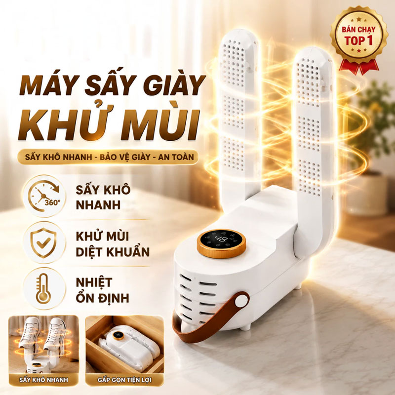 {Cao Cấp} Máy Sấy Giày Công Nghệ Tia UV Khử Mùi Giày Tất Găng Tay Bằng Nhật Bản, Loại Bỏ Mùi Hôi Ẩm Mốc, Quà Tặng Bạn Thân Gia Đình, Được Nhiều Khách Hàng Lựa Chọn, Mẫu Mới 2026. 2 may say giay 1