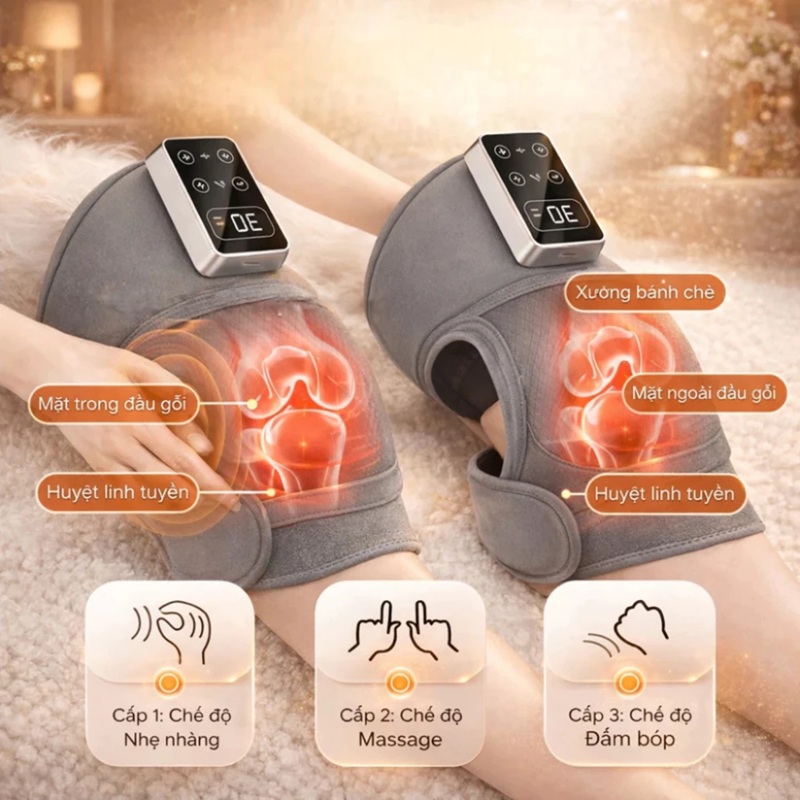 {Cao Cấp} Máy Massage Đầu Gối Đai Đeo Mát Xa Ngải Cứu Làm Nóng, Làm Nóng Nhanh Hỗ Trợ Giảm Đau Nhức Gối, Bả Vai, Cánh Tay, Quà Tặng Ông Bà Bố Mẹ Người Thân, Được Nhiều Khách Hàng Lựa Chọn, Xuất Xứ Nhật Bản, Mẫu Mới 2026. 26 may massage dau goi 18