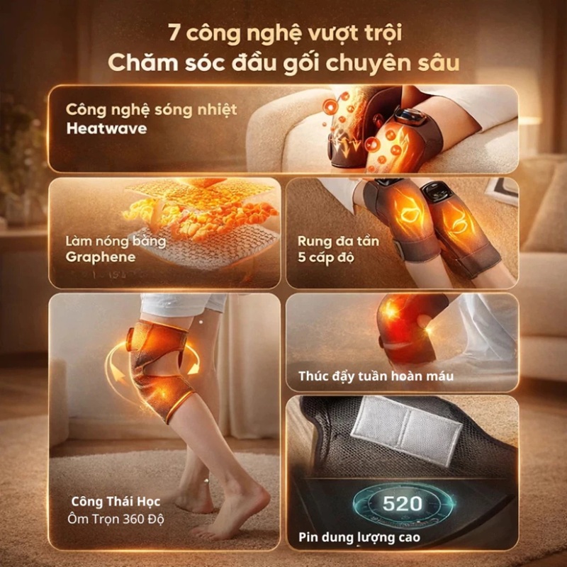 {Cao Cấp} Máy Massage Đầu Gối Đai Đeo Mát Xa Ngải Cứu Làm Nóng, Làm Nóng Nhanh Hỗ Trợ Giảm Đau Nhức Gối, Bả Vai, Cánh Tay, Quà Tặng Ông Bà Bố Mẹ Người Thân, Được Nhiều Khách Hàng Lựa Chọn, Xuất Xứ Nhật Bản, Mẫu Mới 2026. 28 may massage dau goi 19