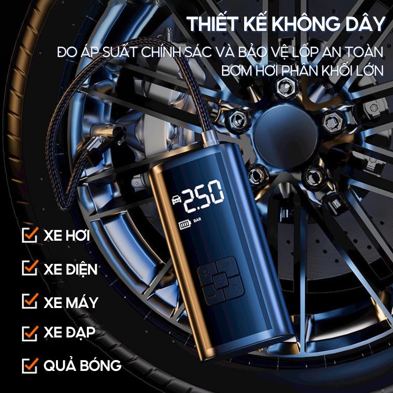 Máy Bơm Lốp Không Dây Sạc Pin- Giải Pháp Khi Lốp Non Hơi 2 may bom lop o to 7